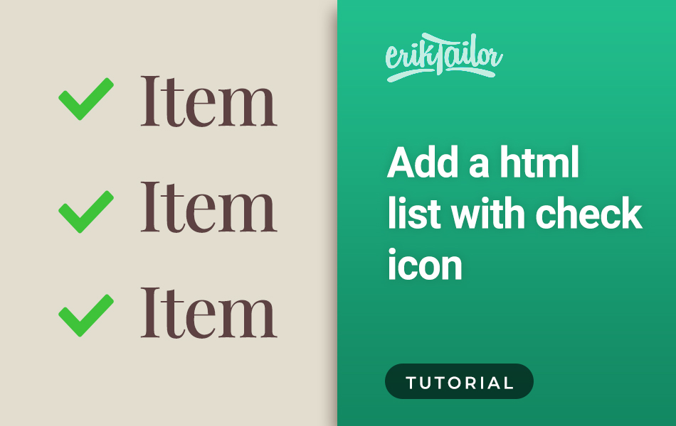 Add a html list with check icon